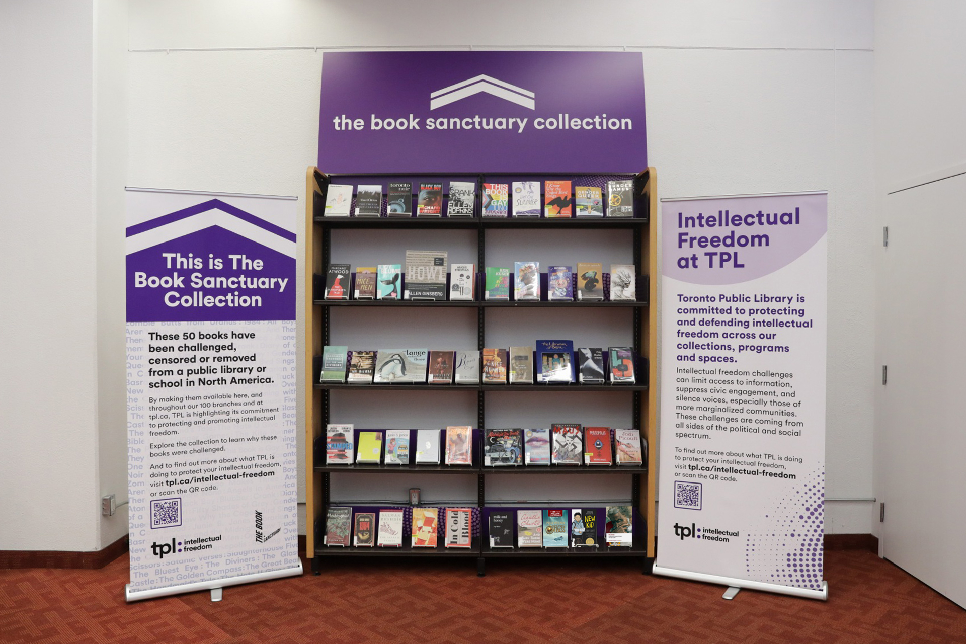 TPL's Book Sanctuary Collection display at the Toronto Reference Library