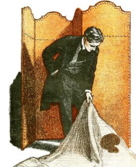 Illustration of a man pulling up a sheet