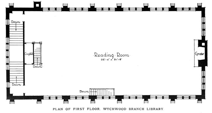 Plan of First Floor, Wychwood Branch Library, 1915.