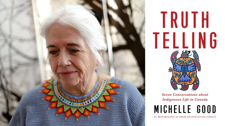 Image of Michelle Book and the book cover for Truth Telling : Seven Conversations about Indigenous Life in Canada.