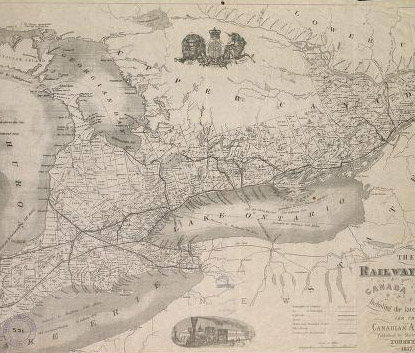 Maclear & Co. The Railway map of Canada West...1857