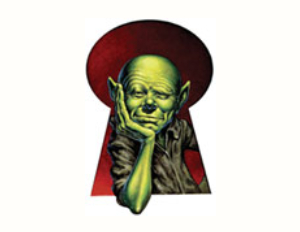 Green man in key hole 