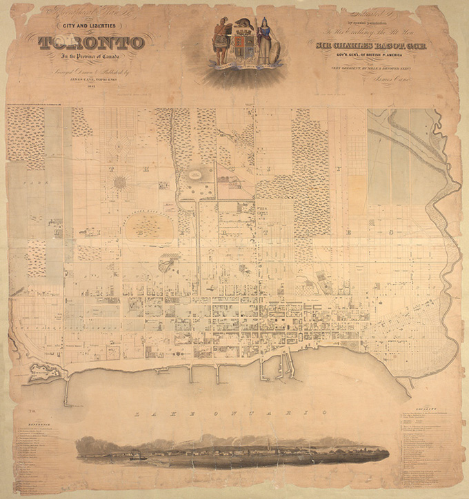 Cane, James. Topographical plan of the City of Toronto and liberties, 1842